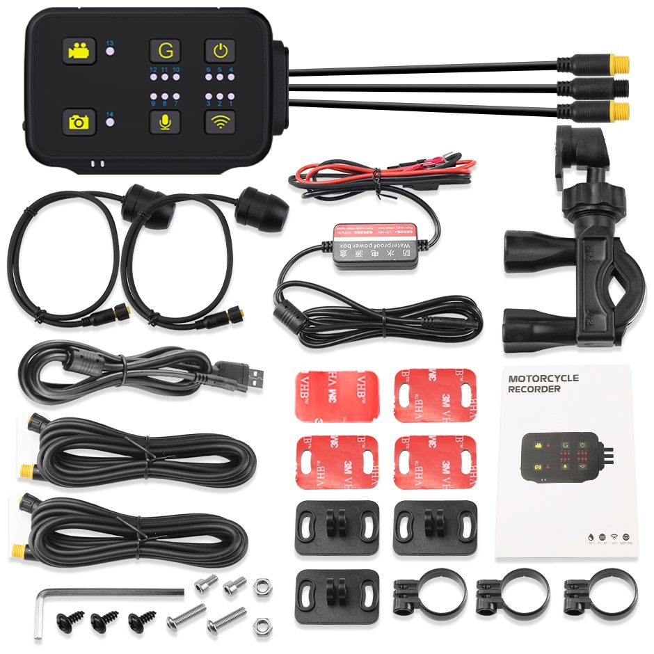 GreenYi WiFi Full Body Waterproof Motorcycle DVR Dash Cam 1080P+1080P Full HD Front Rear View Camera Logger Recorder Box