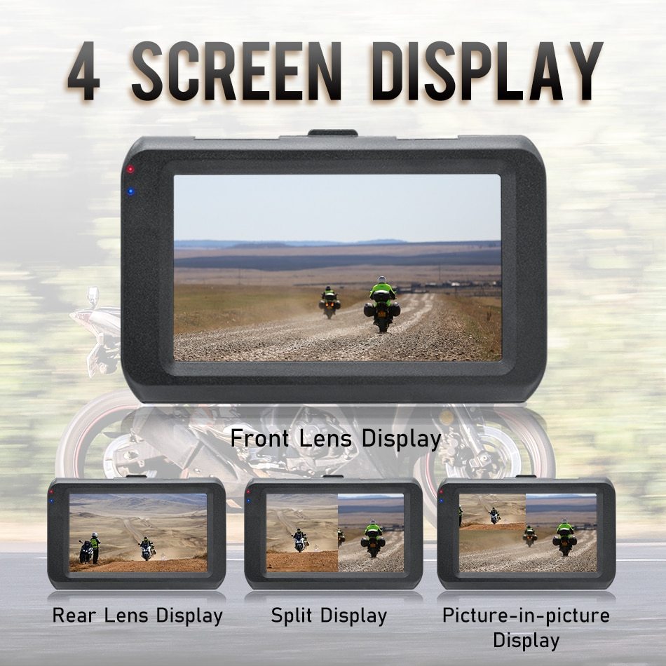 GreenYi Motorcycle DVR Dash Cam 1080P Full HD Front Rear View Waterproof Motorcycle Driving Recorder Camera Logger Recorder Box