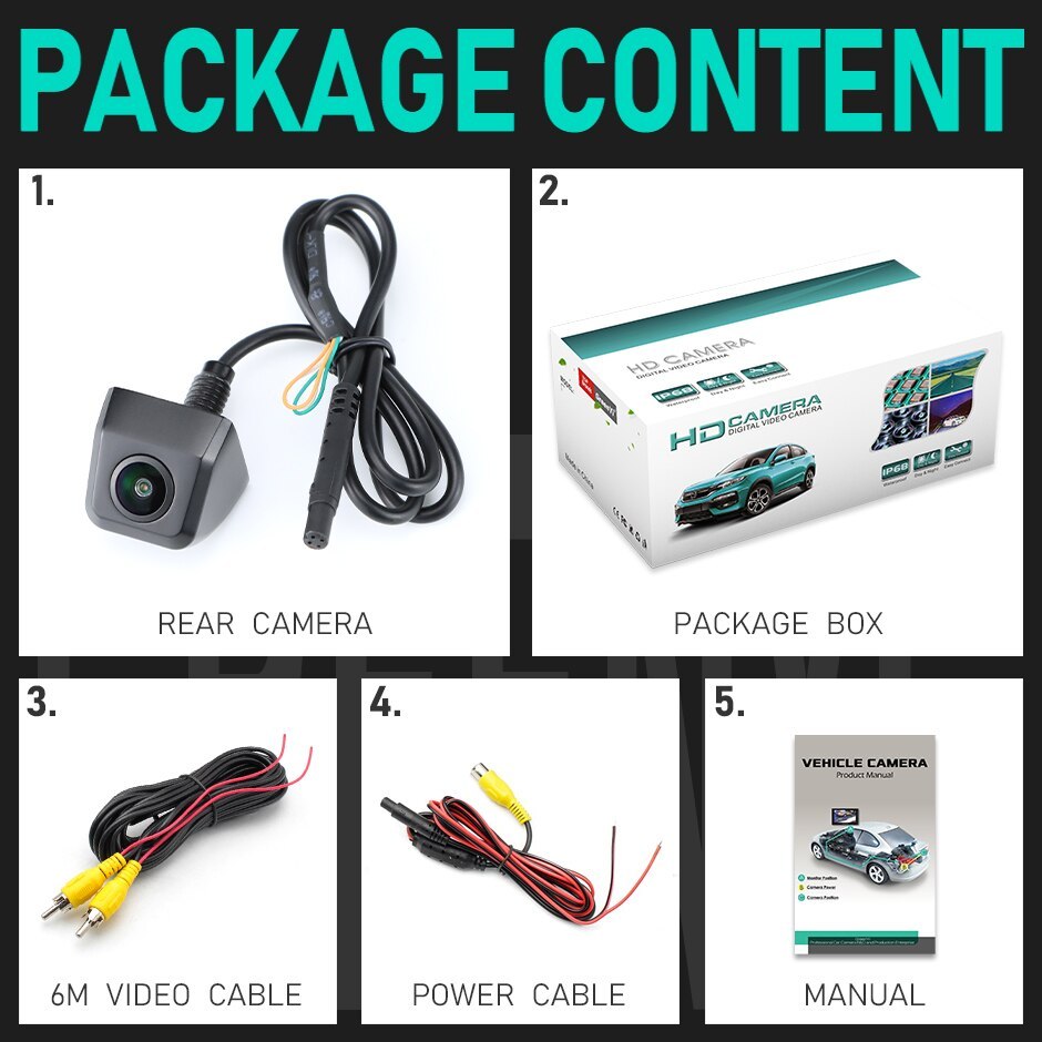 GreenYi CCD Mini Night Vision Waterproof Vehicle Front/Rear View Reverse Backup Camera 3 Control Wire Car Universal Camera