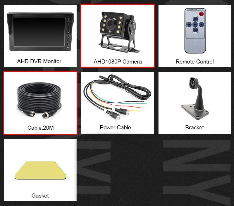HD AHD 1080P 8 Inch IPS Truck Bus Vehicle DVR Recorder Parking Monitor With 2 Channels Front Rear View IR Infrared LED Camera