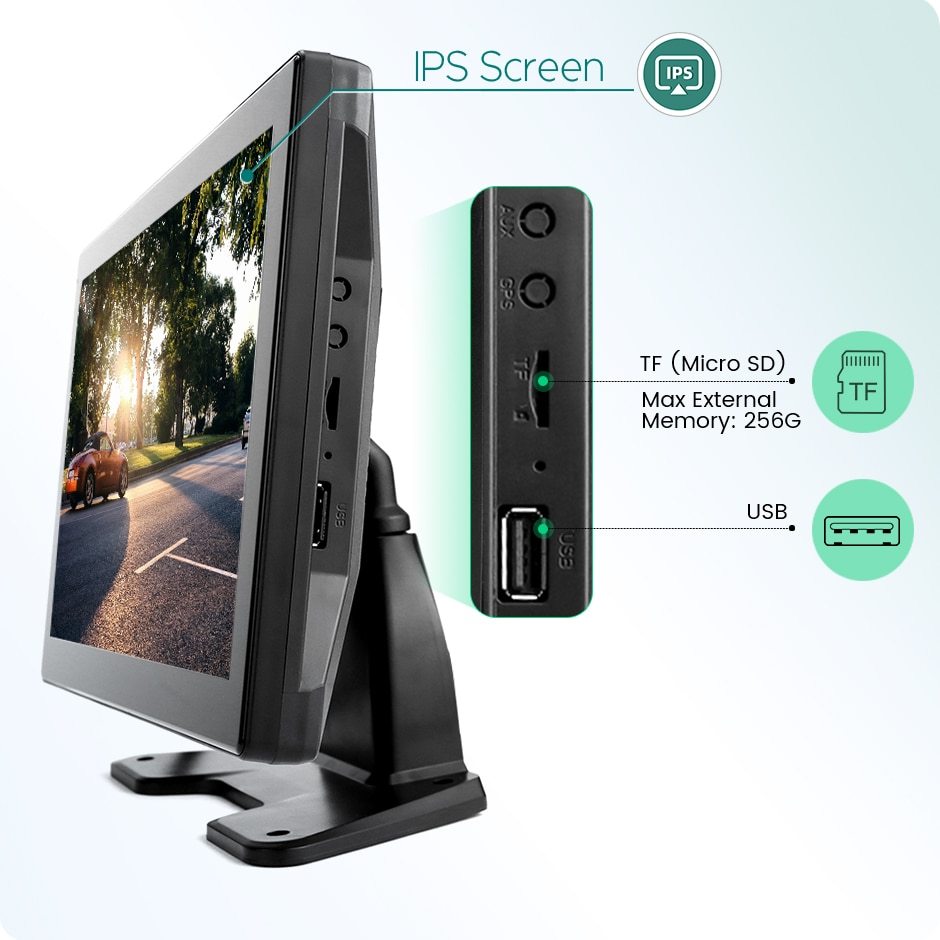 10.1inch Touch 4CH Split Screen Vehicle MP4 DVR Recorder Monitor With AHD 1080P Backup Camera For RV/Truck/Bus/Trailer/Camper