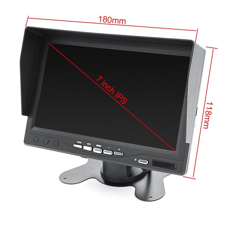 2CH 1920*1080P 7" IPS Screen Car Truck Bus AHD DVR Monitor With Digital Video Recorder For Front Rear Reverse Backup Camera