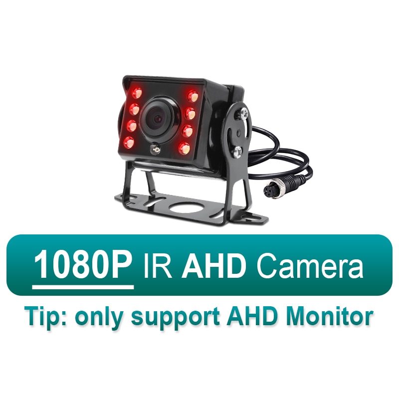 HD AHD 1080P 8 Inch IPS Truck Bus Vehicle DVR Recorder Parking Monitor With 2 Channels Front Rear View IR Infrared LED Camera
