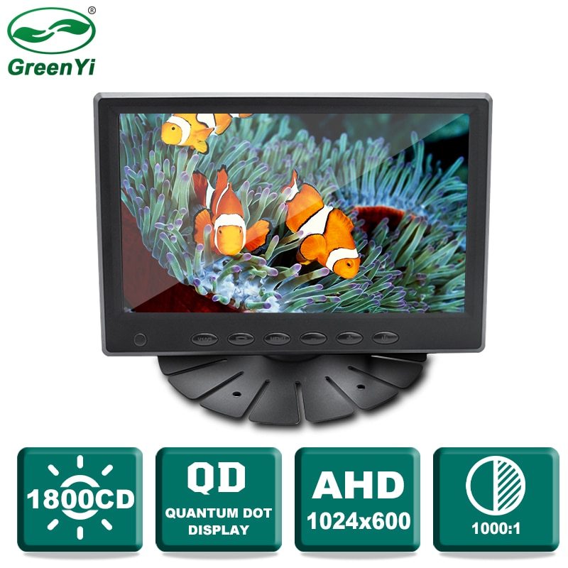 7 Inches IPS Quantum Screen AHD Monitor 1800CD QLED Display For Truck Car Parking Fishing Support 2CH AHD 1080P Camera