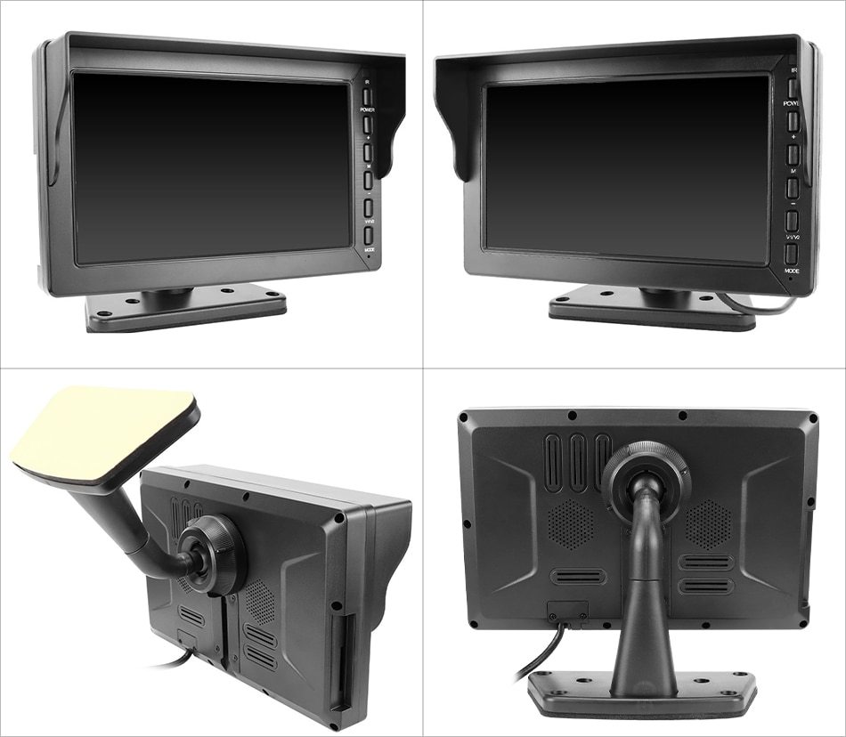 HD AHD 1080P 8 Inch IPS Truck Bus Vehicle DVR Recorder Parking Monitor With 2 Channels Front Rear View IR Infrared LED Camera