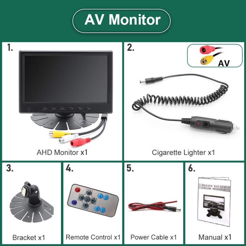 7 Inches IPS Quantum Screen AHD Monitor 1800CD QLED Display For Truck Car Parking Fishing Support 2CH AHD 1080P Camera