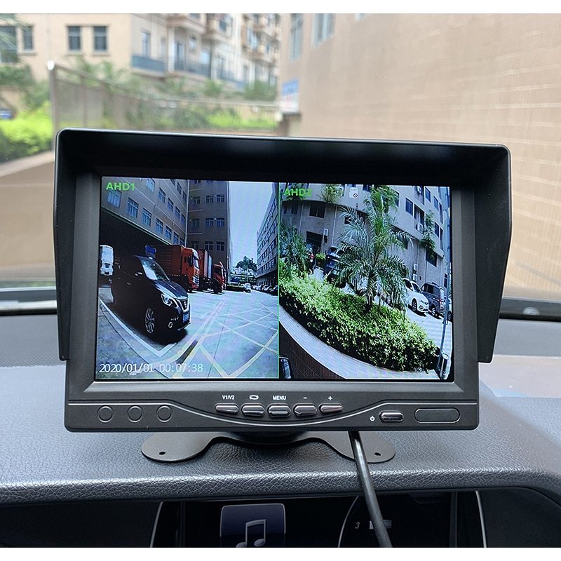 2CH 1920*1080P 7" IPS Screen Car Truck Bus AHD DVR Monitor With Digital Video Recorder For Front Rear Reverse Backup Camera