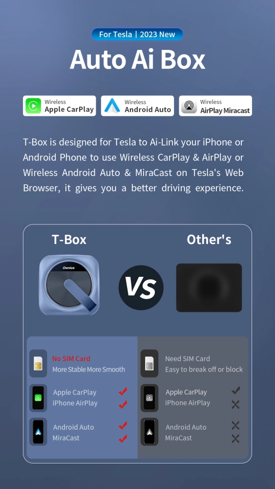 Model X Android Auto Wireless Tesla Carplay Android Auto AI Box Adapter for Model X 3 Y S ...