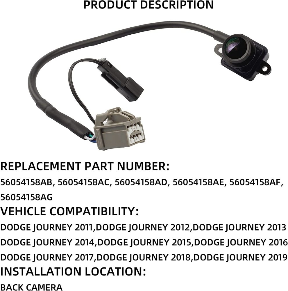 Rear View Backup Camera Replacement for Dodge Journey 2011-2019 | Replaces 56054158AB/AC/AD/AE/AF/AG GreenYi