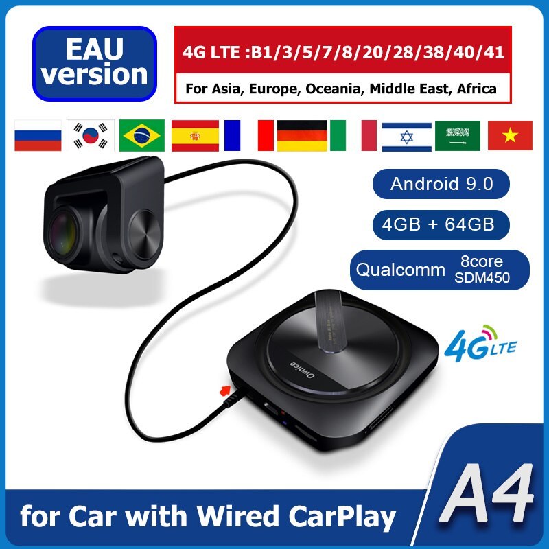 Wireless Apple CarPlay Adapter Dongle Plug & Play with Android Auto WiFi Auto Connect No Delay Online Update Ownice A3