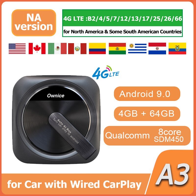Wireless Apple CarPlay Adapter Dongle Plug & Play with Android Auto