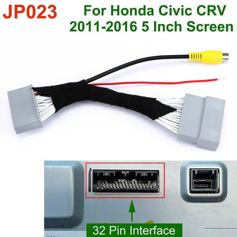 32 Pin Rear View Camera Interface Adapter Cable For Honda Civic CRV CR-V 2011-2019 Car Original Stereo Monitor Video Input Plug