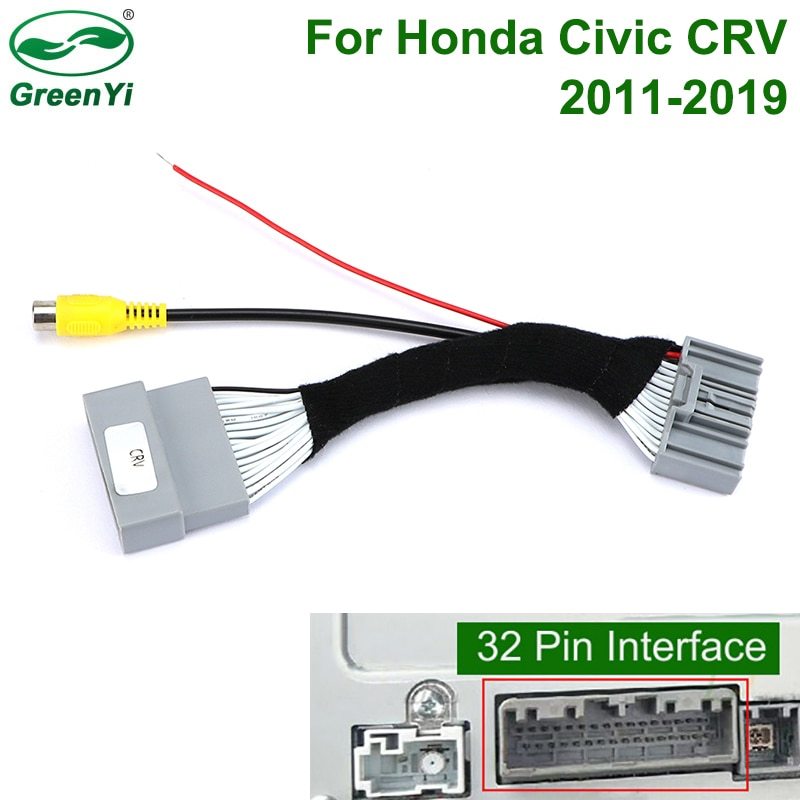 32 Pin Rear View Camera Interface Adapter Cable For Honda Civic CRV CR-V 2011-2019 Car Original Stereo Monitor Video Input Plug