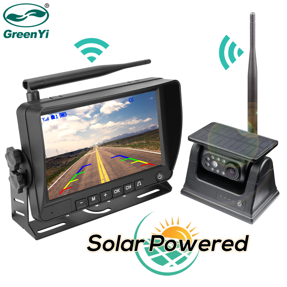 Solar Wireless Backup Camera Trailer Rear View Camera HD Reverse Assistance  Supports 2 Cameras 