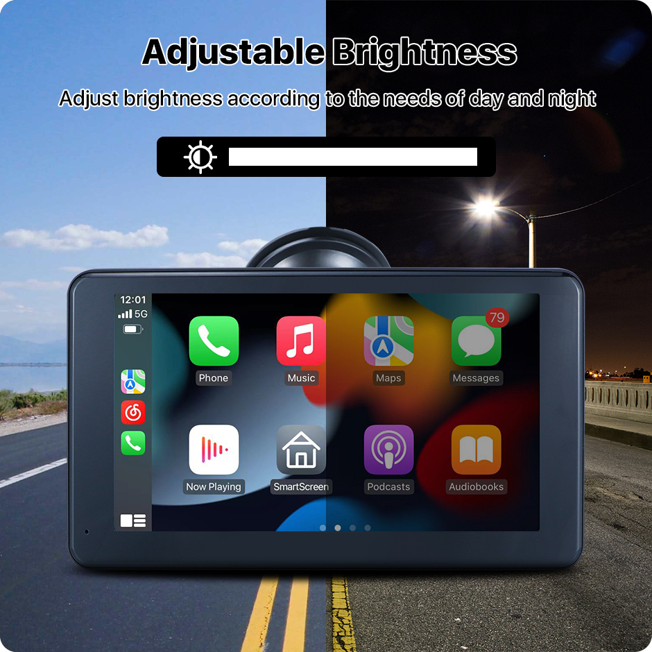 7-Inch Car Radio with Full HD Touch Screen, Wireless Apple Carplay, and Android Auto GreenYi