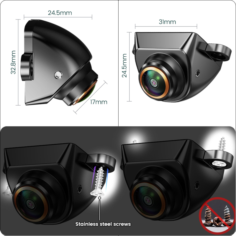 Universal AHD 1080P Car Rear View Camera 170° Fisheye Full HD Backup Front Side Cam No Drilling GreenYi