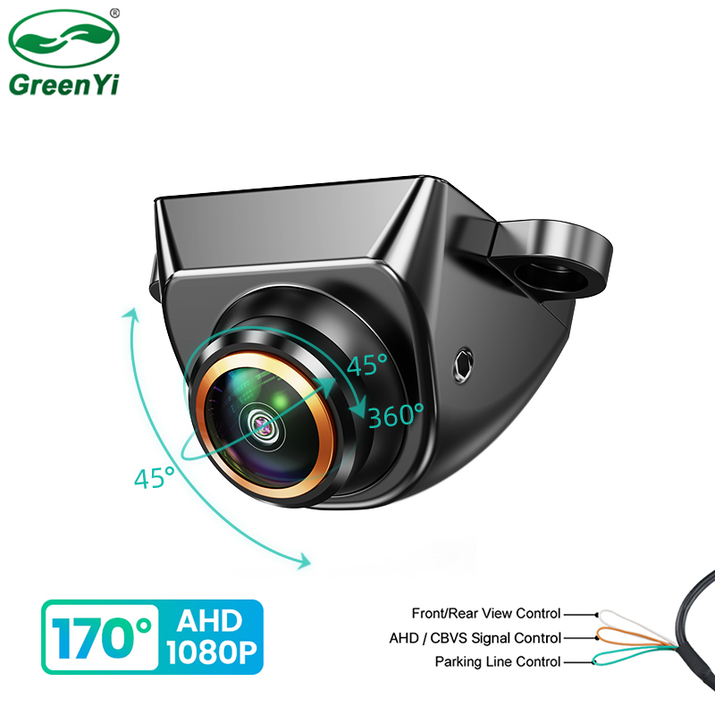 Universal AHD 1080P Car Rear View Camera 170° Fisheye Full HD Backup Front Side Cam No Drilling GreenYi