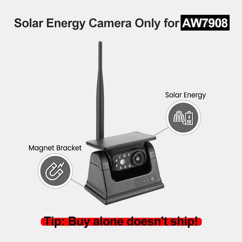 Solar Powered Magnetic Wireless Rear View Camera and DVR Kit | 7 Inch IPS Split Screen Display Monitor | 1 Min DIY Installation for Vans, Trailer, RV, GreenYi