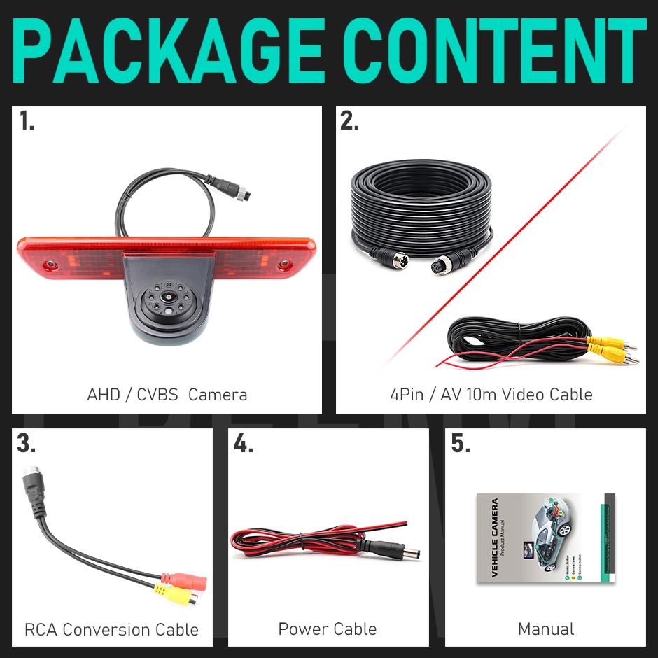 HD Caravan Transporter achteruitrijsysteem remlicht achteruitrijcamera dakcamera parkeerhulp met hoek verstelbaar compatibel met Peugeot Expert/FIAT Scudo / Citroen Jumpy/Toyota Proace