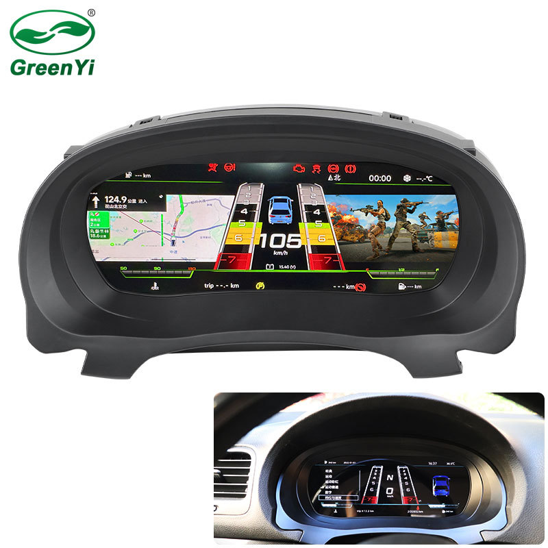 12.5 Inch Digital Dashboard Monitor for Volkswagen Golf 6/7 and Golf MK6 Support Speedometer Multi-Media GreenYi