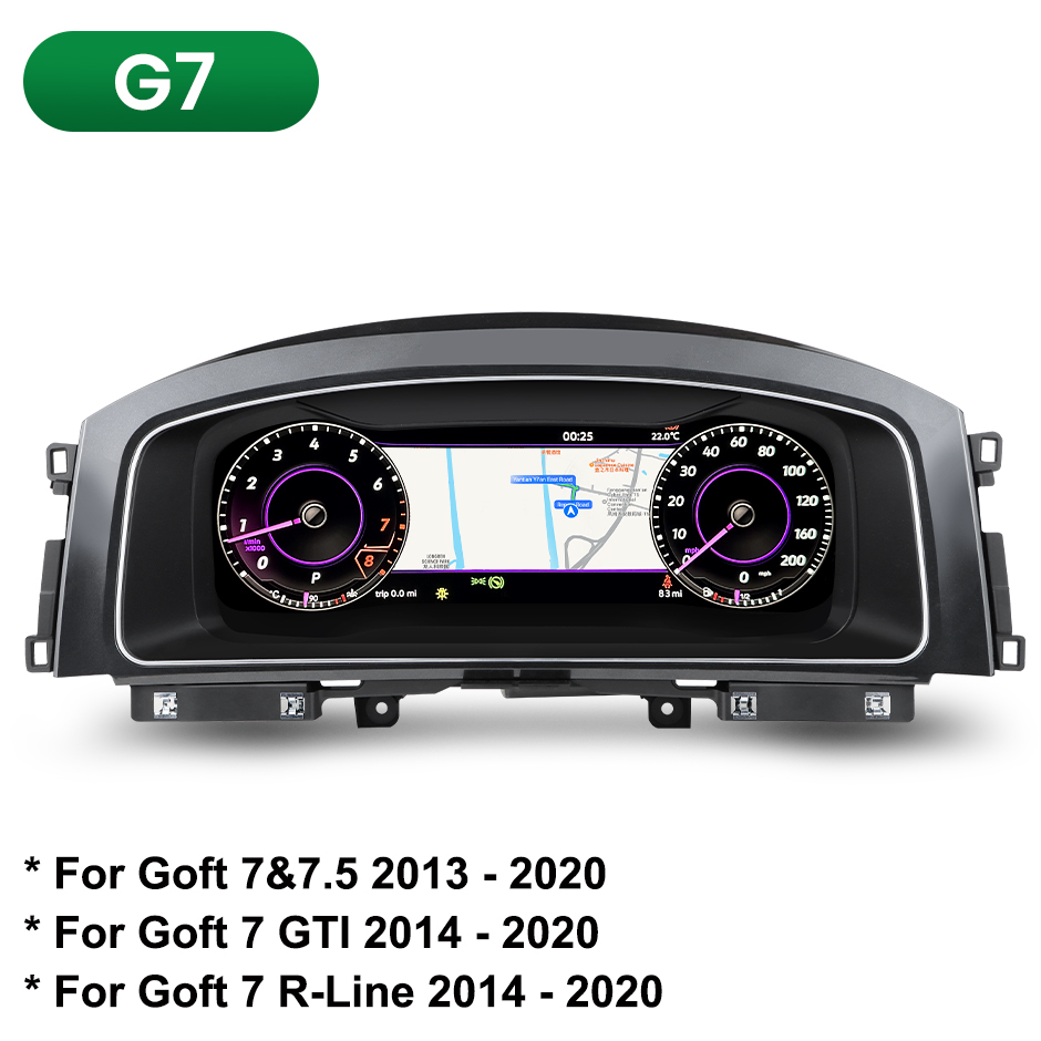 12.5 Inch Digital Dashboard Monitor for Volkswagen Golf 6/7 and Golf MK6 Support Speedometer Multi-Media GreenYi