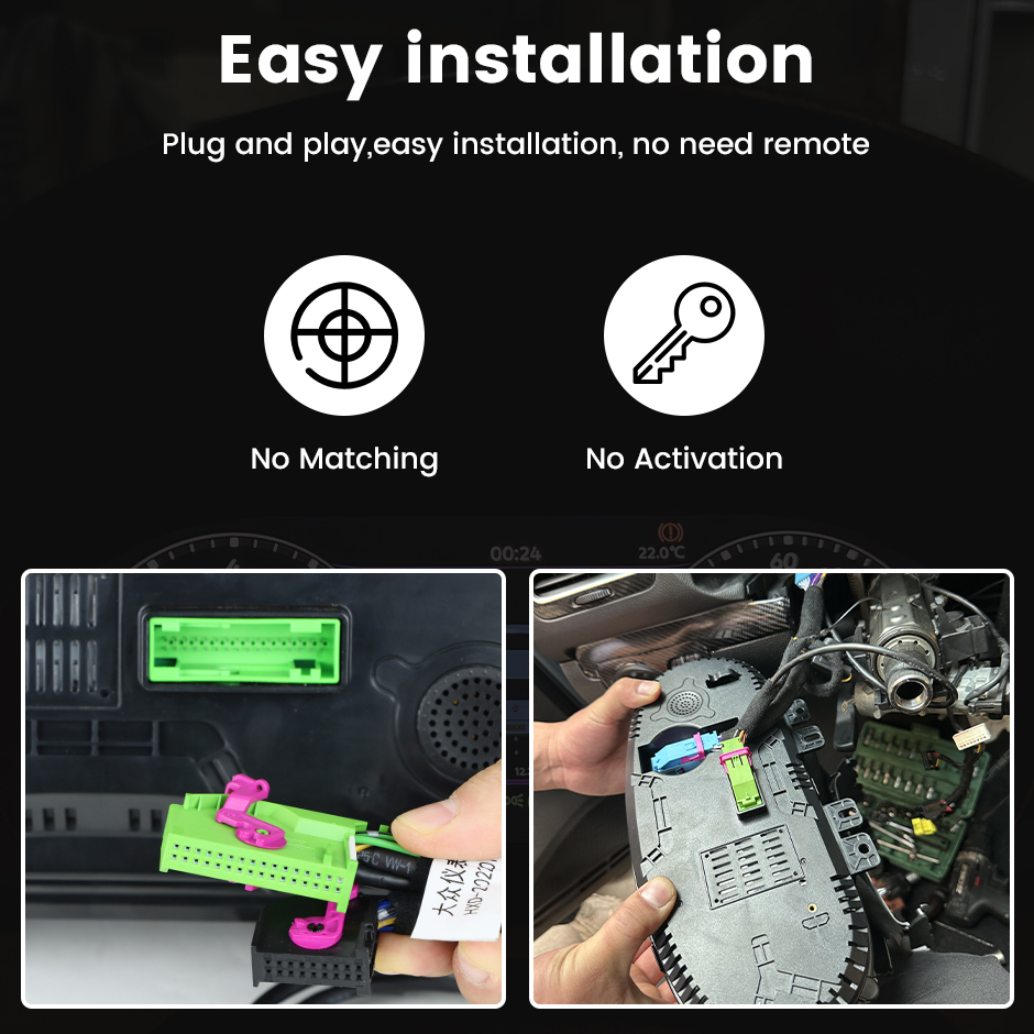 12.5 Inch Digital Dashboard Monitor for Volkswagen Golf 6/7 and Golf MK6 Support Speedometer Multi-Media GreenYi