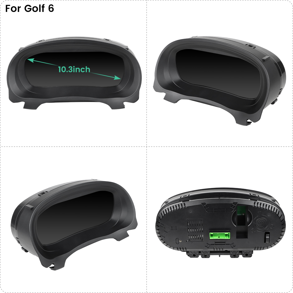 12.5 Inch Digital Dashboard Monitor for Volkswagen Golf 6/7 and Golf MK6 Support Speedometer Multi-Media GreenYi