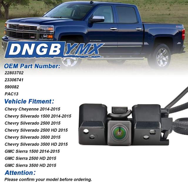 Rear View Backup Camera for 2014-2015 Chevy Silverado & GMC Sierra 1500 2500 HD 3500 HD Replace OE# 23306741 22803702 GreenYi