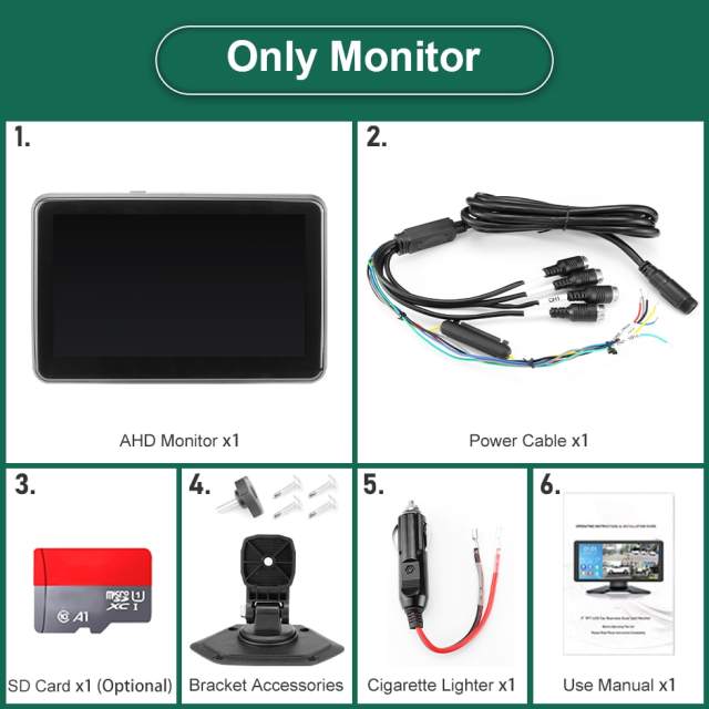 7 inch Touch Screen 4 Channels Split Screen BSD Radar Alarm Car DVR Recorder Parking Monitor With 4PCS 1080P AHD Backup Camera