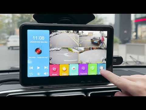 7" Touch Screen Car DVR Recorder with 4 AHD 1080P Backup Cameras and BSD Radar Alarm GreenYi