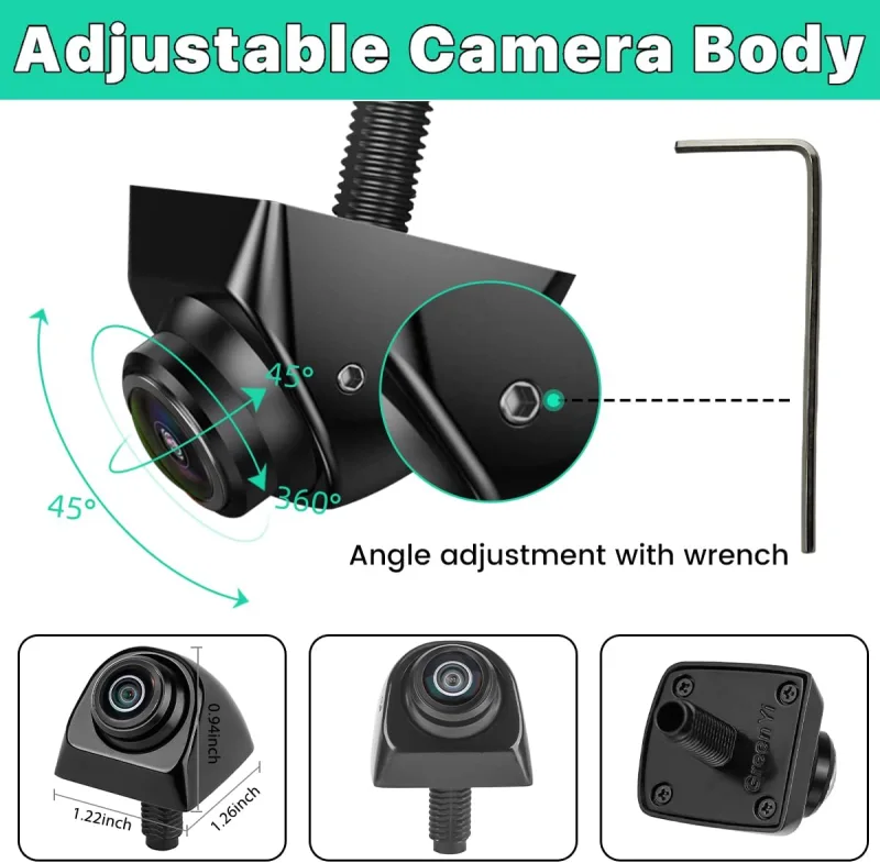 Car Backup Camera with Dynamic Trajectory Guide Line, GreenYi HD 960x720 Reverse Rear/Front/Side View Cam, Adjustable Fisheye Lens, Waterproof Night Vision 170 Degree Wide View(Black)