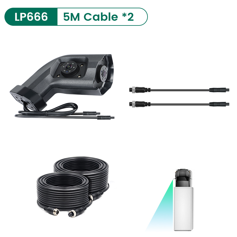 Long Arm AHD 720P Side Mirror Area Camera - Designed for Heavy Duty Truck, Bus, Commercial RV, GreenYi