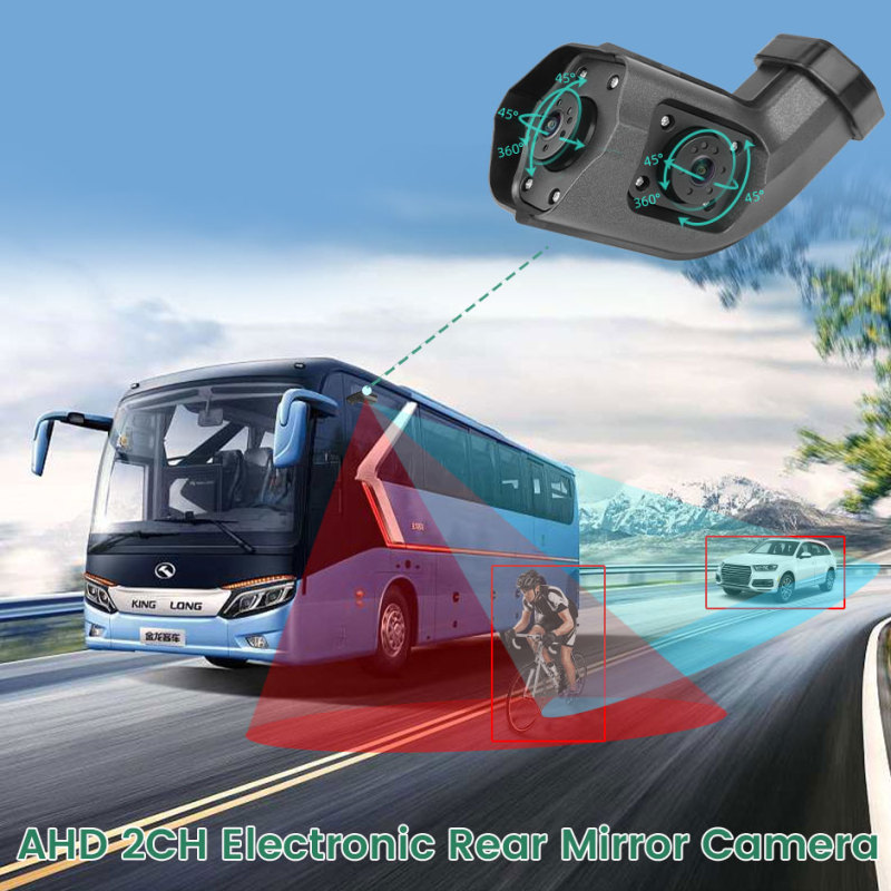 Long Arm AHD 720P Side Mirror Area Camera - Designed for Heavy Duty Truck, Bus, Commercial RV, GreenYi