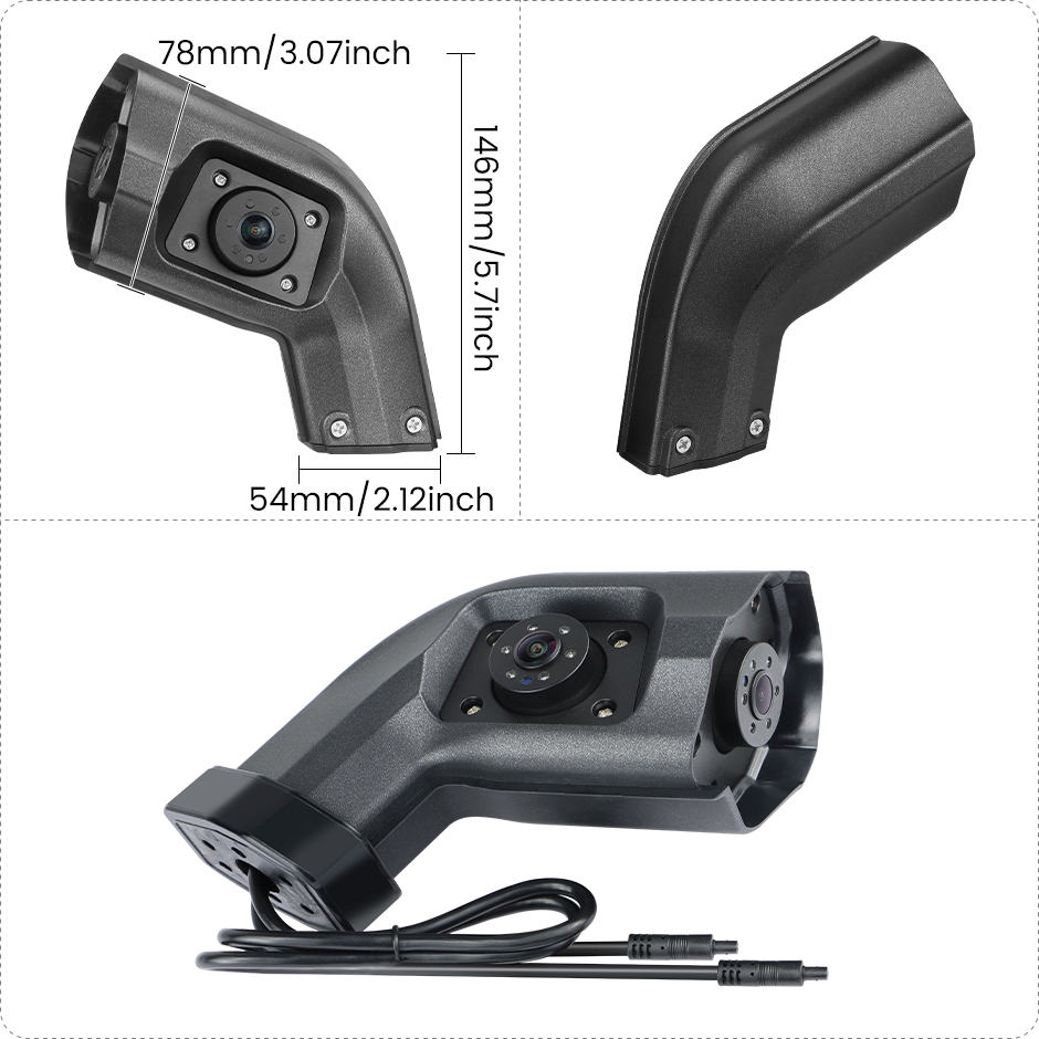 Long Arm AHD 720P Side Mirror Area Camera - Designed for Heavy Duty Truck, Bus, Commercial RV, GreenYi