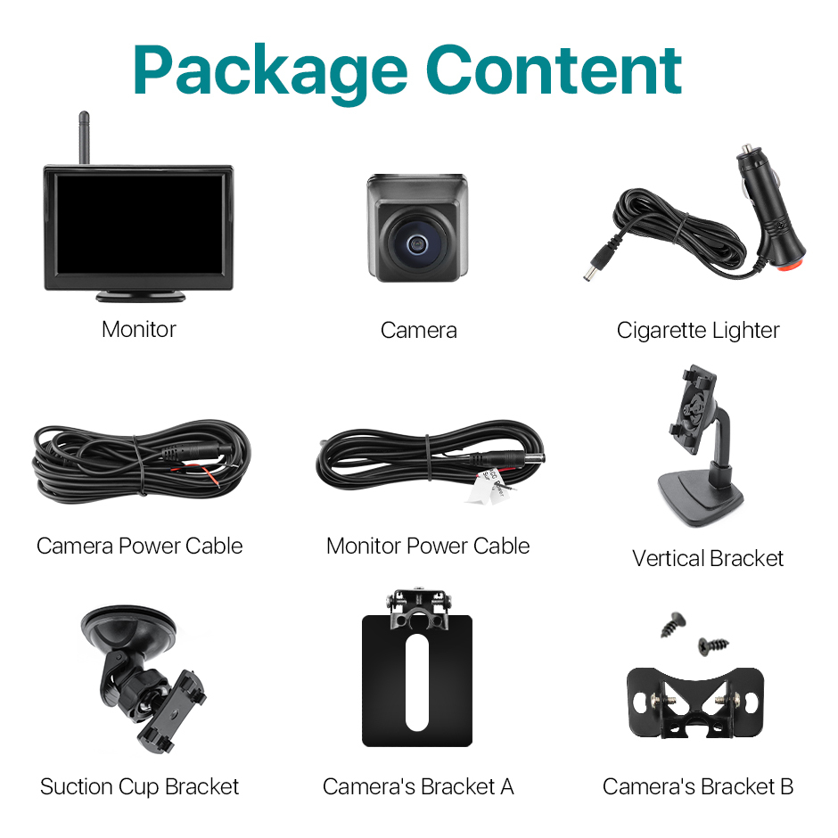 HD 720P WiFi Phone License Plate Backup Camera Kit | 5” IPS Screen Display | Perfect for Trucks, Pickups, Cars, Campers, RVs, Sedans, and Trailers GreenYi
