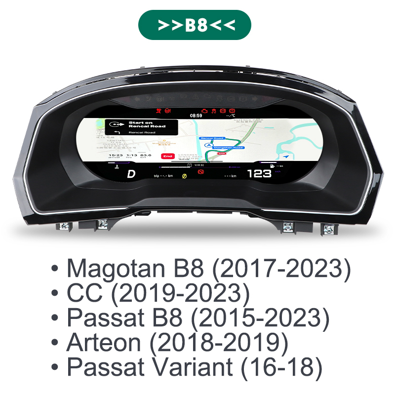 Car LCD Dashboard Panel | Virtual Instrument Cluster Cockpit Speedometer Screen | For VW Passat B6 B7 Golf 6 7 Tiguan CC GreenYi