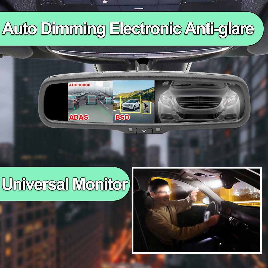 GreenYi Dual Lens 5" IPS Auto Dimming Car Rearview Mirror Monitor DVR Digital Video Recorder 1080P with Original Bracket