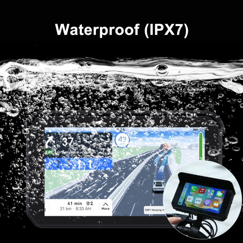 GreenYi 5 Inch Motorcycle Carplay DVR Dash Cam | 1080P Waterproof Camera | GPS Navigation | Wireless Android Auto | Tire Pressure Monitor System