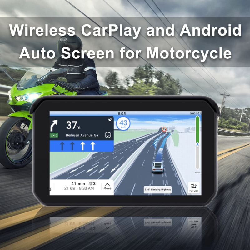 GreenYi 5 Inch Motorcycle Carplay DVR Dash Cam | 1080P Waterproof Camera | GPS Navigation | Wireless Android Auto | Tire Pressure Monitor System