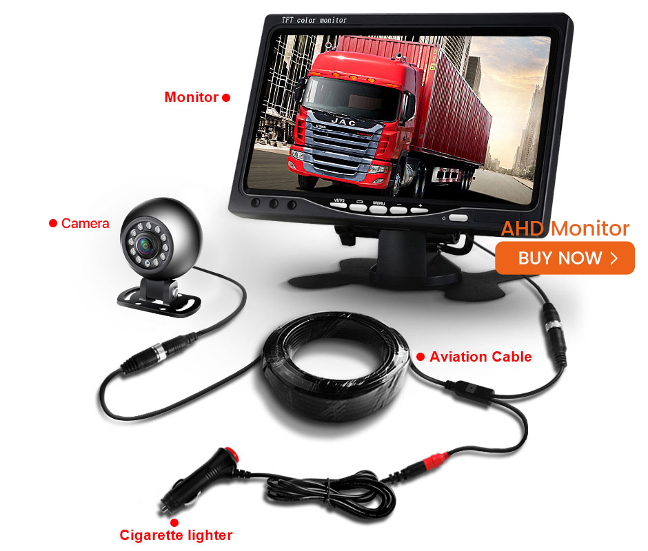Universal Vehicle AHD 1080P Backup Front Side Camera with IR Night Vision for Truck Bus Vans Round Shape Waterproof GreenYi