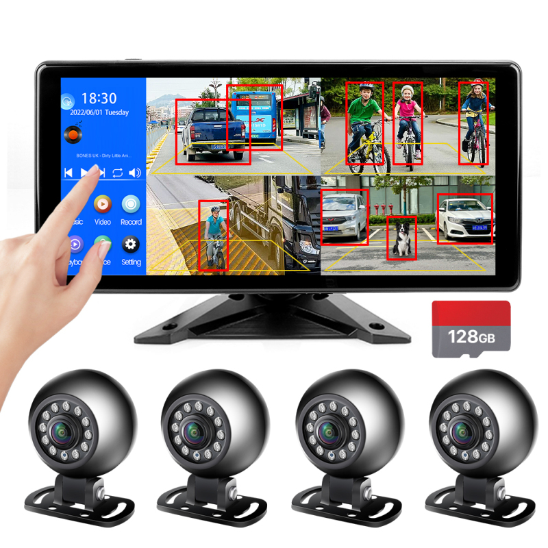 4K RV Backup Camera Monitor System by GreenYi: Featuring a 10.36" Touch Screen, Quad Split Display, Blind Spot Detection, and IP69 Waterproofing, Perfect for Trucks, Semi-Trailers, Buses, and Tractors