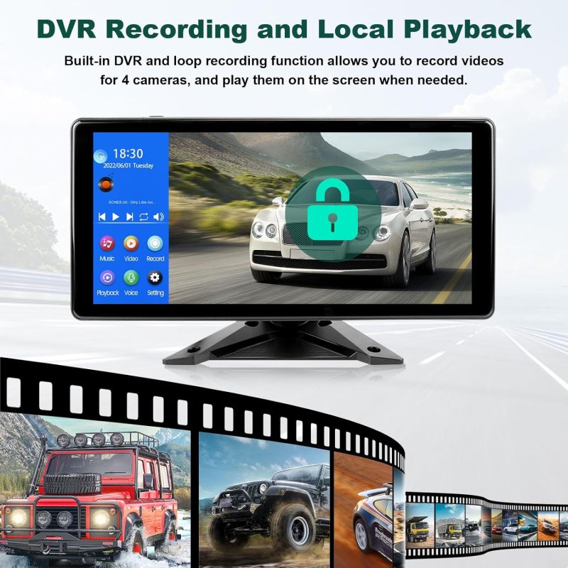 4K RV Backup Camera Monitor System by GreenYi: Featuring a 10.36" Touch Screen, Quad Split Display, Blind Spot Detection, and IP69 Waterproofing, Perfect for Trucks, Semi-Trailers, Buses, and Tractors