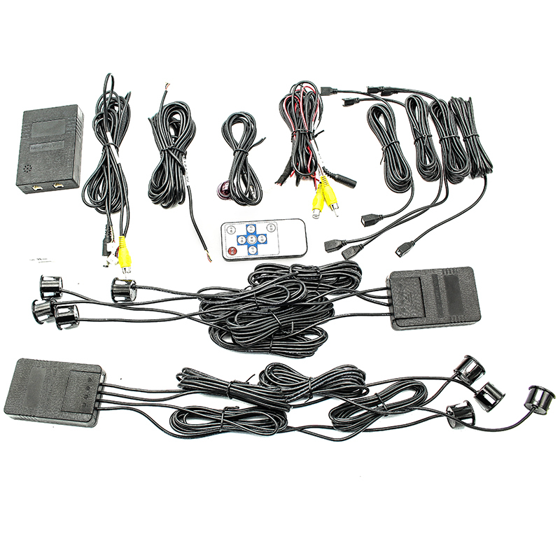 Dual-Channel Car Parking Sensor System with 2 Video Inputs | 8 Sensors | CVBS Front and Rear Camera GreenYi