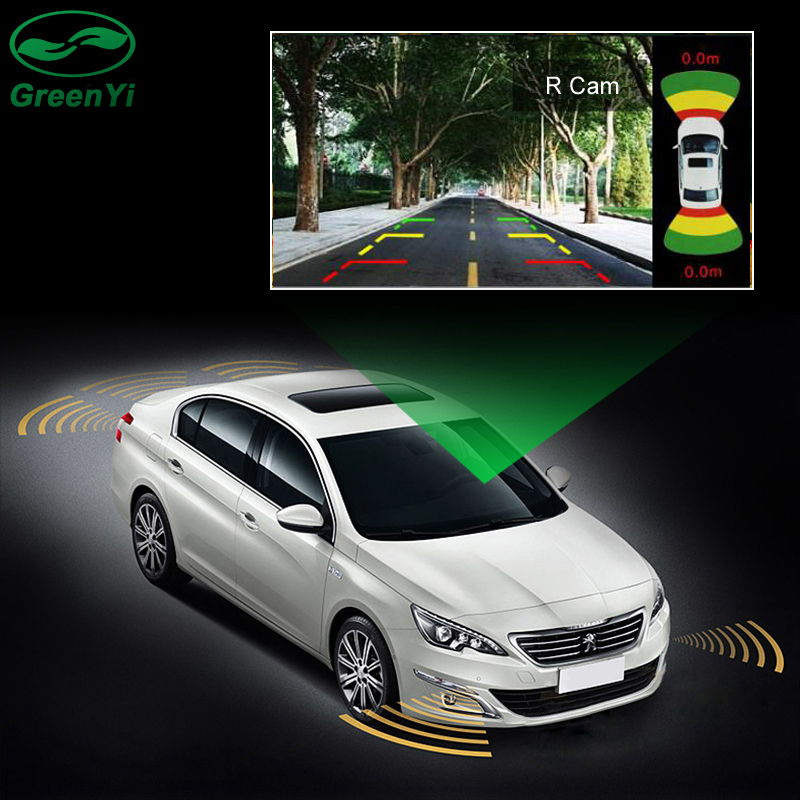 Dual-Channel Car Parking Sensor System with 2 Video Inputs | 8 Sensors | CVBS Front and Rear Camera GreenYi