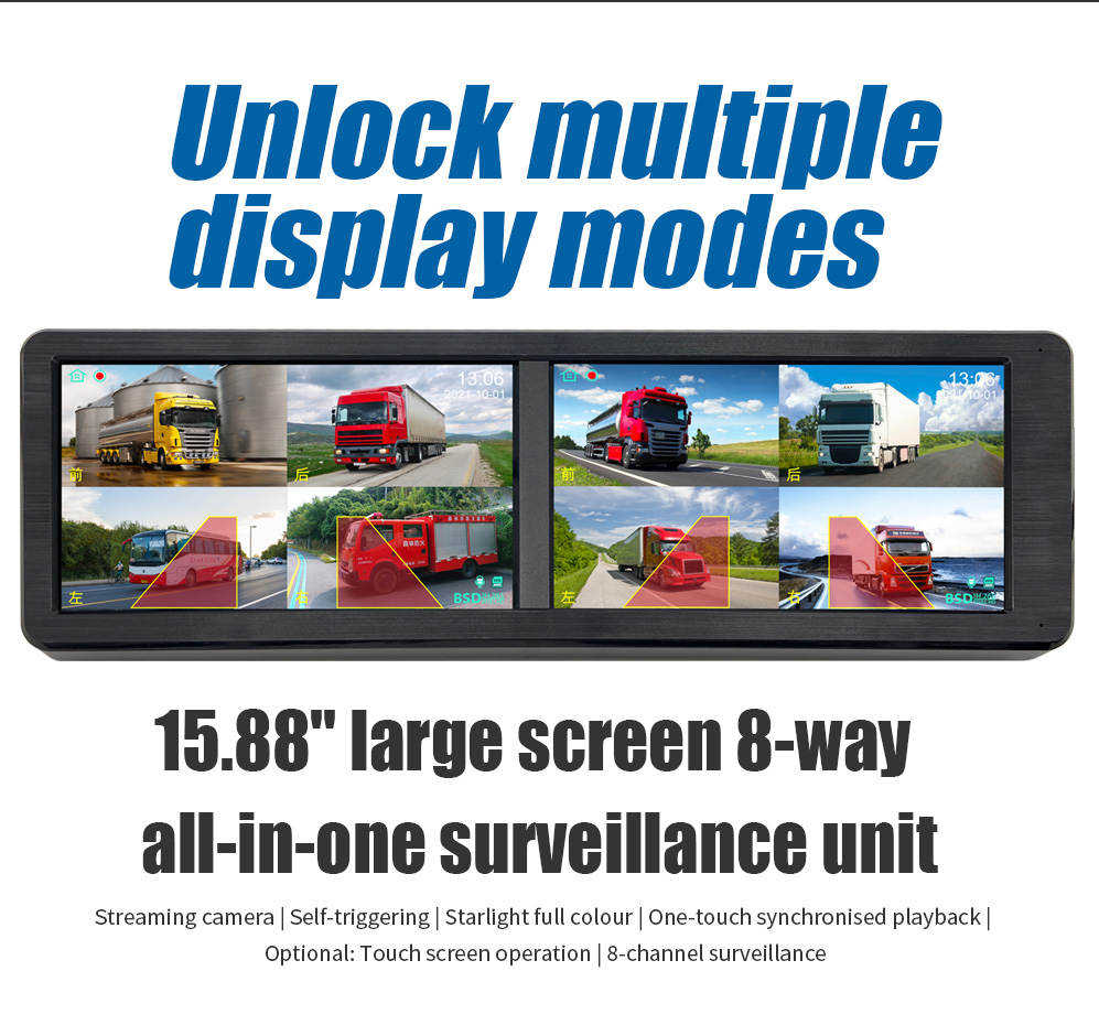 Large Vehicle Camera Monitor System | 15.88-Inch IPS Touch Screen Display | All-in-One Surveillance Unit | 4 Models for Selection GreenYi