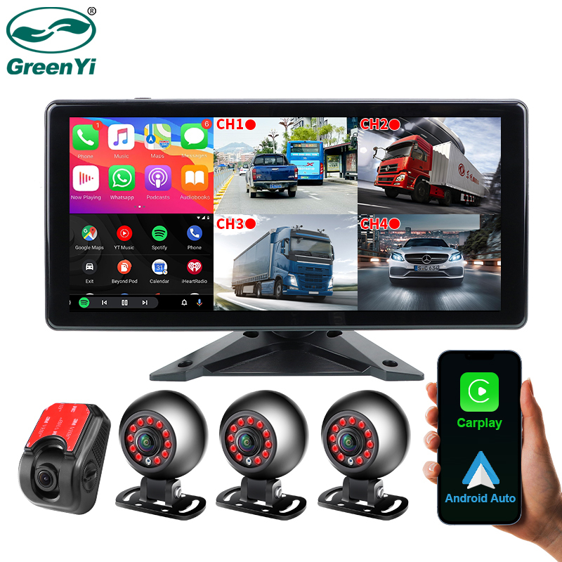 10.36Inch DVR Touchscreen with AHD 1080P Reverse Camera support Wireless Apple Carplay and Android-Auto
