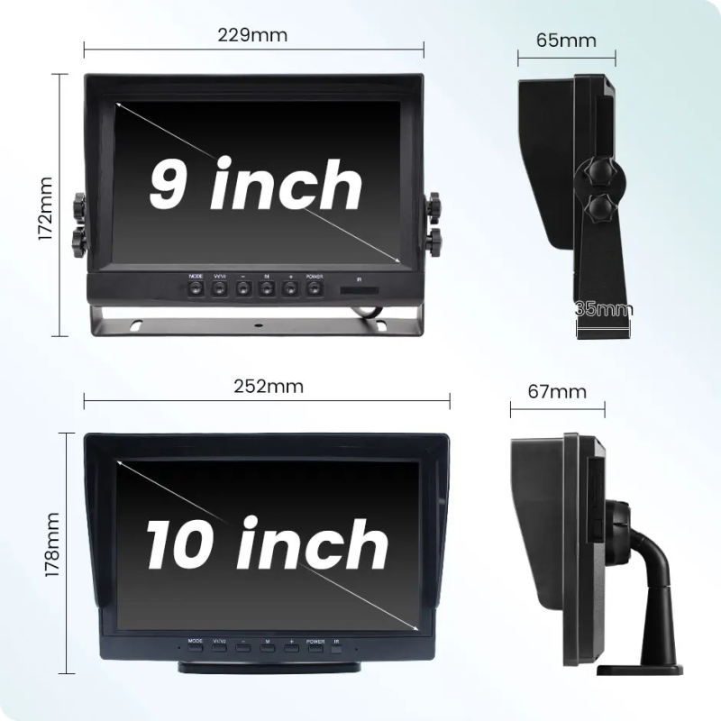 9/10 Inch AHD Monitor IPS Screen with 4-Pin Connector AV Cable | For Truck Bus Vehicle RV GreenYi