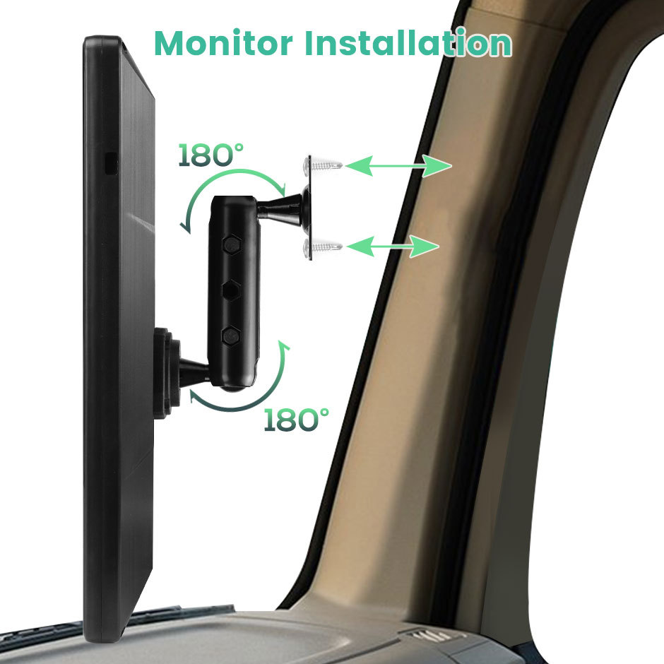 10.36Inch AHD BSD Vehicle Side View Camera Vertical DVR Touch Screen Display Monitor for Truck Bus Mirror GreenYi