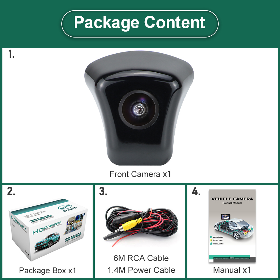 AHD Car Front View Camera for Audi A3 8P A6 C7 C6 A4 B8 B6 B9 A1 TT MK2 A8 D3 Q7 4L Q3 8L C5 8J B5 4F A7 B7 Q5 FY GreenYi