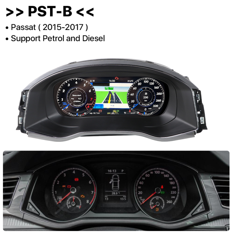 10.25 Inch LCD Dashboard Panel Virtual Instrument Cluster Cockpit Speedometer Screen for VW Passat North America 2011-22 GreenYi